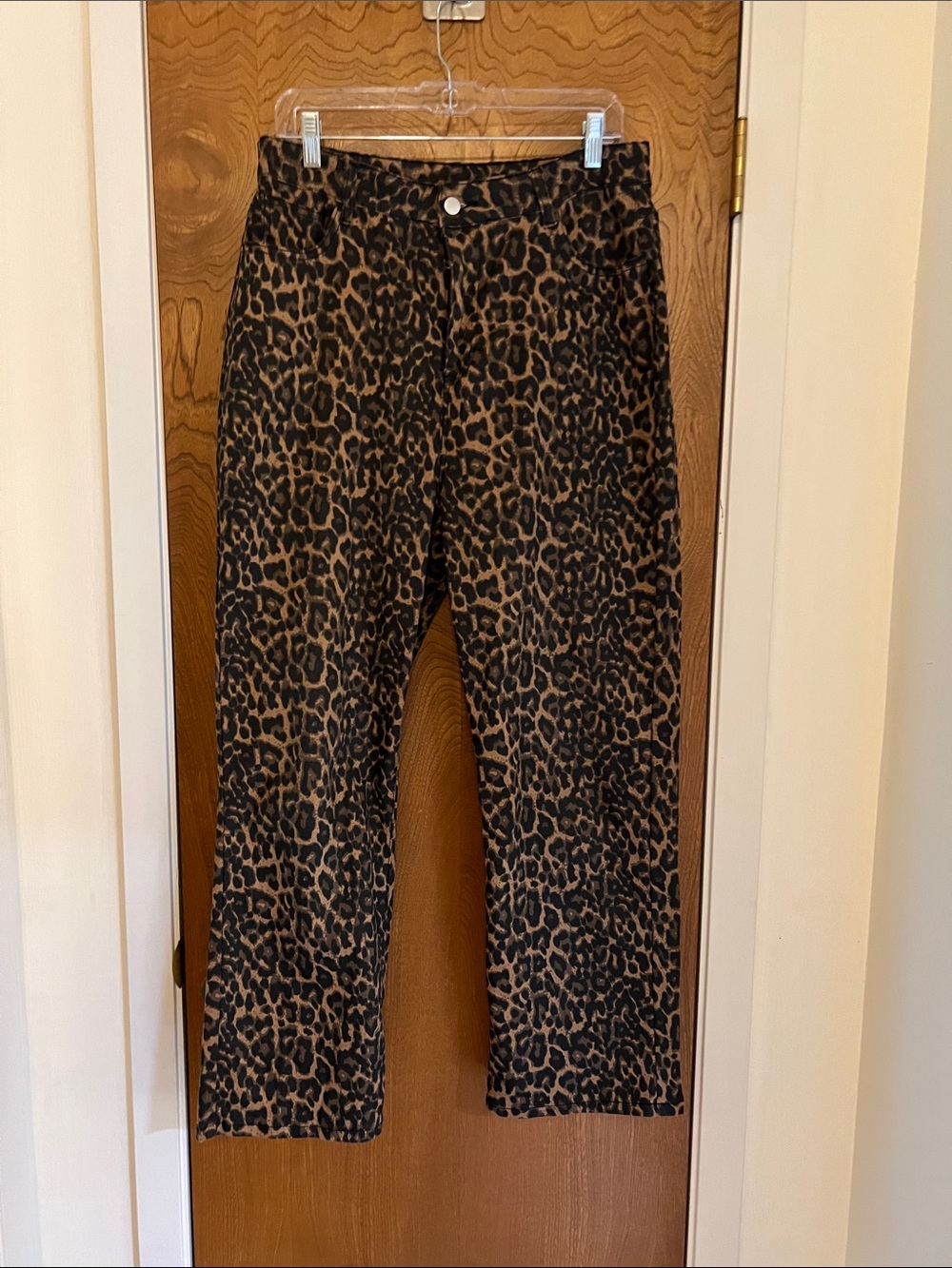 Leopard Print Straight Leg jeans - Brown/Black